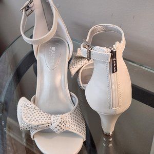 Reaction Kenneth Cole white, rhinestone knotted bow heel. UK size 53.5